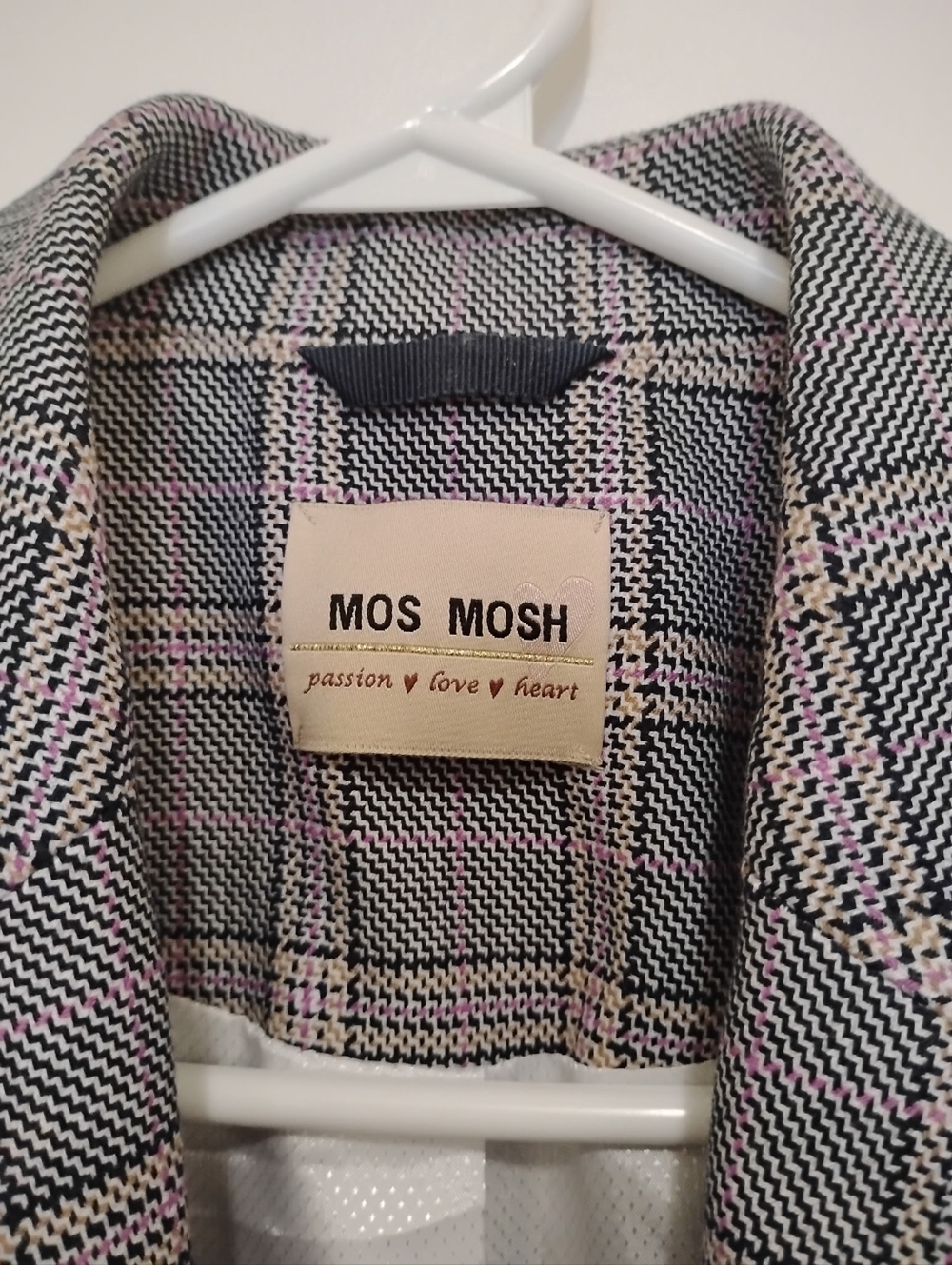 MOS MOSH Blake Ezra Plaid Blazer Size 34 Tailored Pink And Gray Jacket - Picture 3 of 10